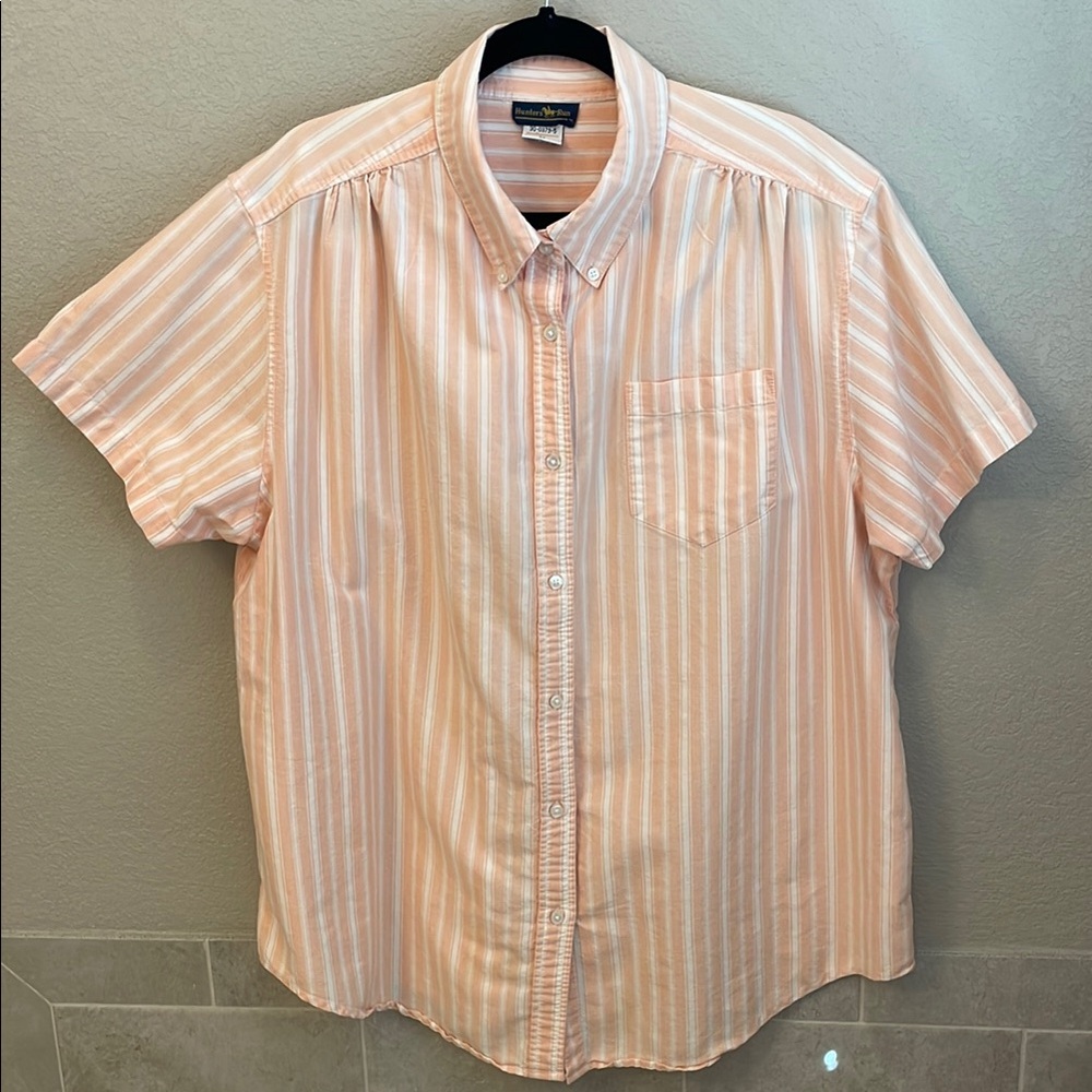 Hunters Run Men's Striped Button Up Short Sleeve Collared Shirt